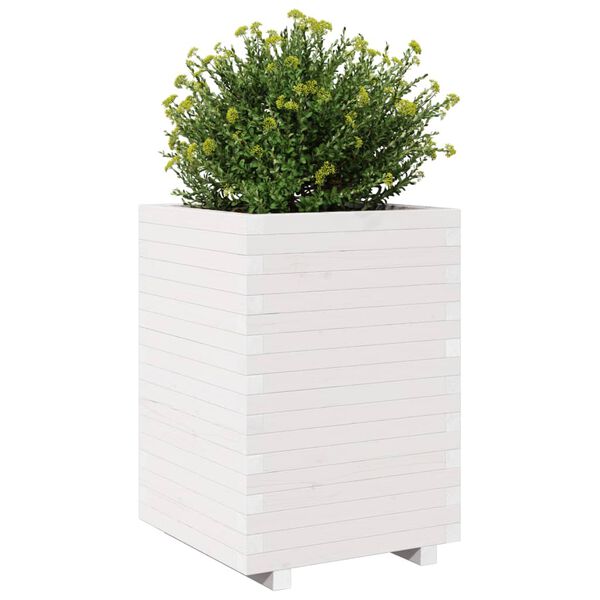 vidaXL plantekasse 50x50x72,5 cm massivt fyrretr&aelig; hvid