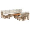 vidaXL Havesofa S&aelig;t 10 stk. Naturlig og Creme Hvid polyrattan