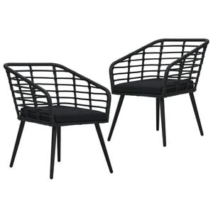 vidaXL havestole med hynder 2 stk. polyrattan sort