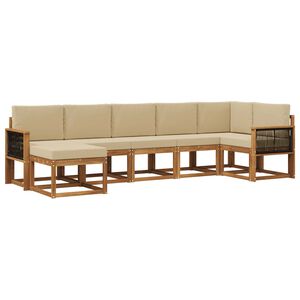 vidaXL Udend&oslash;rs sofagruppe 7 stk. 7-personers Naturlig og Beige