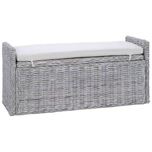 vidaXL Opbevaringsb&aelig;nk med pude Hvidvask 110 x 40 x 50 cm Rattan