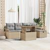 vidaXL Havesofa Sæt med pude med opbevaring 6 pcs Beige Poly rattan