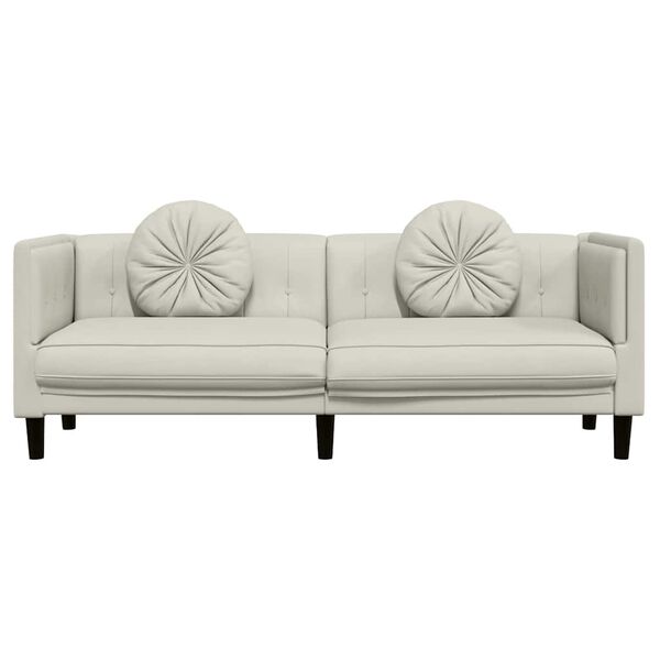 vidaXL 3-personers sofa med hynder velour cremefarvet