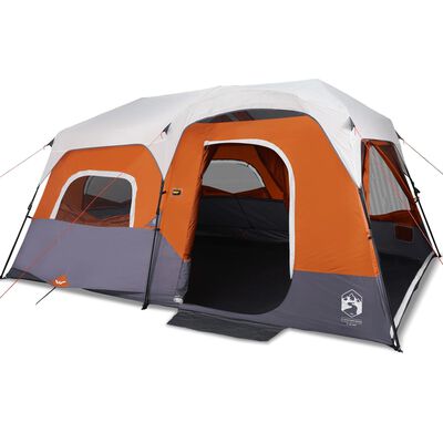 vidaXL 9-personers campingtelt med LED-lys lysegrå og orange