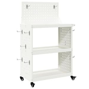 vidaXL V&aelig;rkt&oslash;jsvogn med hylde Hvid 65 x 35 x 111 cm Koldvalset st&aring;l