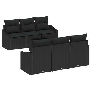 vidaXL Sofa S&aelig;t med pude med opbevaring 7 pcs Sort polyrattan