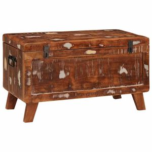 vidaXL Opbevaringskasse med l&aring;s 70 x 35 x 40 cm Massivt genanvendt tr&aelig;