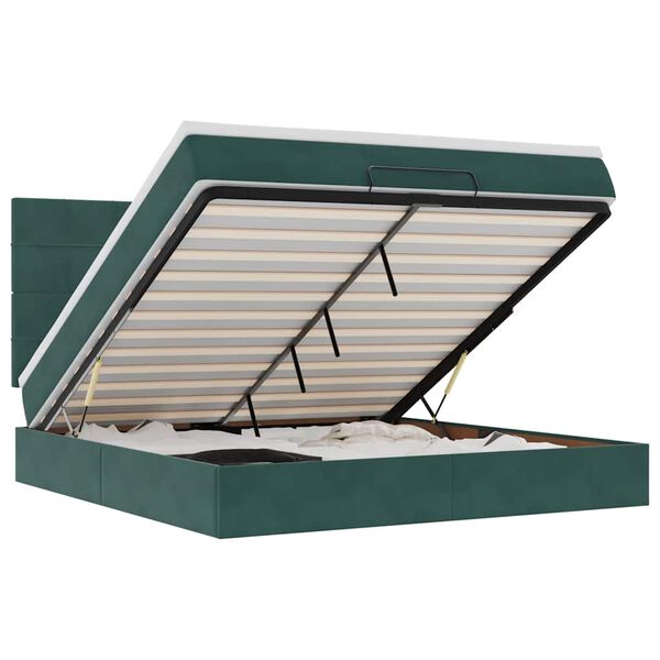 vidaXL osmannisk sengeramme med madrasser 180x200 cm fløjl mørkegrøn