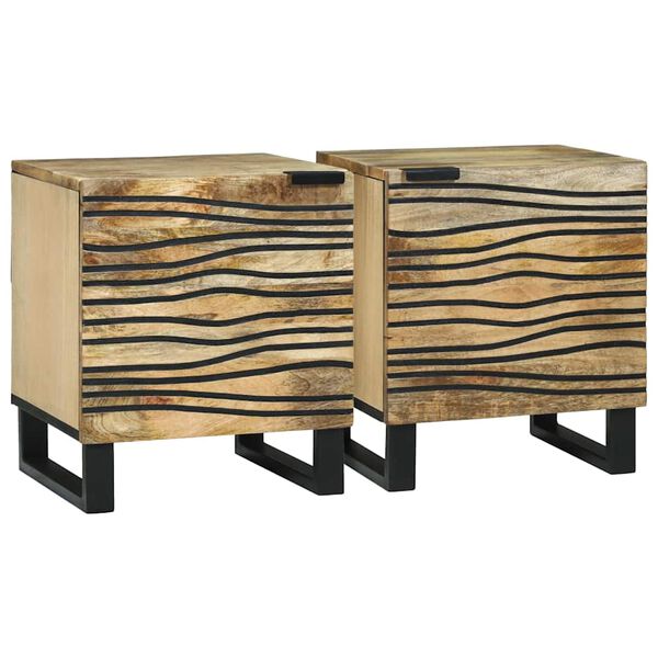 vidaXL Natskab 2 pcs Brun 40 x 33 x 46 cm Massivt akacietr&aelig;