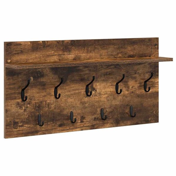 vidaXL V&aelig;gmonteret Jakkeholder med hylde R&oslash;get eg 80 x 40 x 12 cm