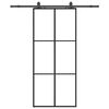 vidaXL skyded&oslash;r med hardwares&aelig;t 90x205 cm ESG glas sort