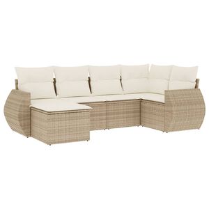 vidaXL sofas&aelig;t til haven 6 dele med hynder polyrattan beige