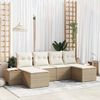 vidaXL Havesofa S&aelig;t med pude 6 pcs Beige polyrattan