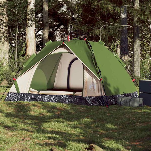 vidaXL 3-personers campingtelt kuppel quick-release grøn