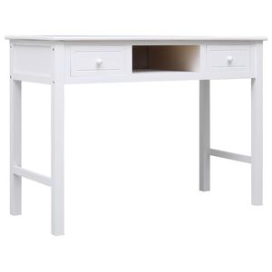 vidaXL skrivebord 108x45x76 cm massivt kejsertr&aelig; hvid