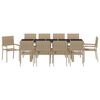 vidaXL Have Spisebordss&aelig;t 11 pcs Beige polyrattan