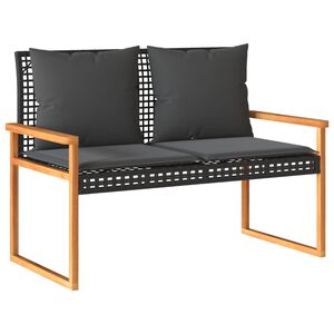 vidaXL haveb&aelig;nk med hynde polyrattan og akacietr&aelig; sort