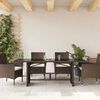 vidaXL havebord med glastop 190x80x74 cm polyrattan brun