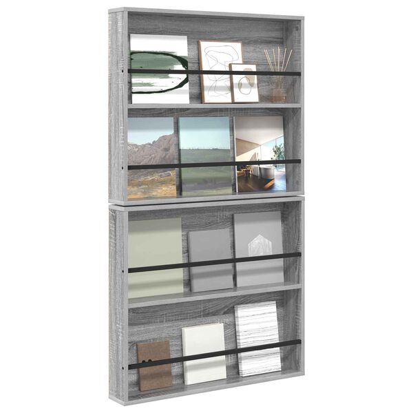 vidaXL Magasin Rack 2 pcs Gr&aring; Sonoma 80 x 12 x 70 cm Konstrueret tr&aelig;