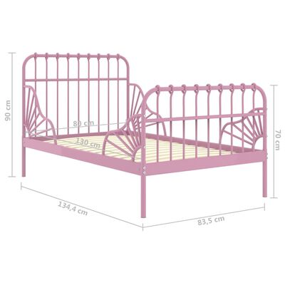 vidaXL udvideligt sengestel 80x130/200 cm metal pink