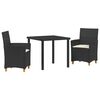 vidaXL Have Spisebordss&aelig;t 3 stk. Sort polyrattan