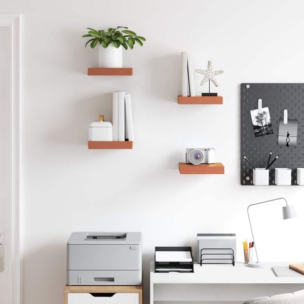 vidaXL V&aelig;ghylde V&aelig;gmonteret 4 pcs R&oslash;d 23 x 23,5 x 4 cm Konstrueret tr&aelig;