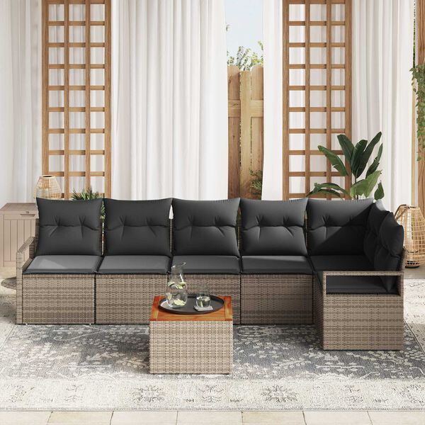 vidaXL Havesofa Sæt 7 pcs Grå