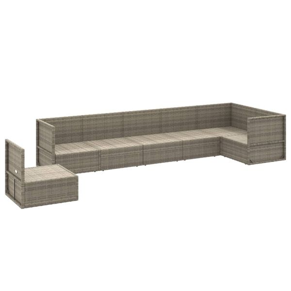 vidaXL lounges&aelig;t til haven 7 dele med hynder polyrattan gr&aring;