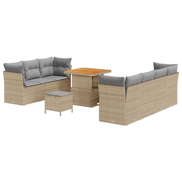 vidaXL Havesofa S&aelig;t 10 pcs Beige polyrattan