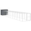 vidaXL hundehus m. l&oslash;beg&aring;rd 214x1273x181 cm galvaniseret st&aring;l antracit