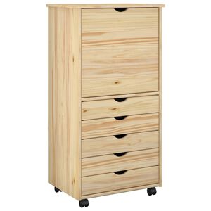 vidaXL Rullende skab 53 x 39 x 103 cm Massivt fyrretr&aelig; Brun