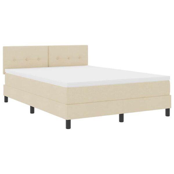 vidaXL Box spring seng med madras med LED Creme 140 x 190 cm Stof