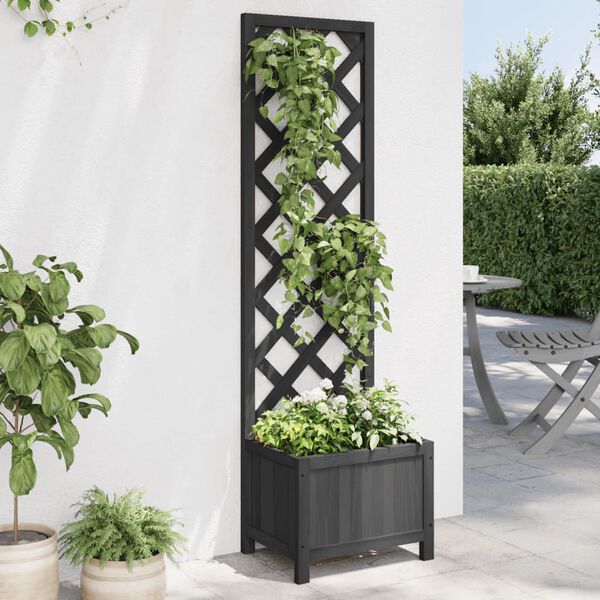 vidaXL plantekasse med espalier massivt grantræ sort