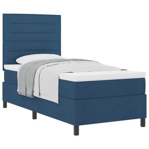 vidaXL Box spring seng med madras med hovedg&aelig;rde Bl&aring; 80 x 200 cm Stof