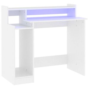vidaXL skrivebord med LED-lys 97x45x90 cm konstrueret tr&aelig; hvid