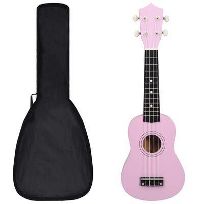 vidaXL ukulelesæt med taske til børn 21" pink