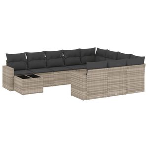 vidaXL lounges&aelig;t til haven 11 dele med hynder polyrattan gr&aring;