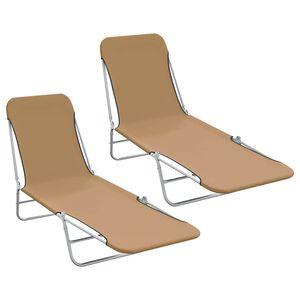 vidaXL foldbare liggestole 2 stk. st&aring;l og stof gr&aring;brun