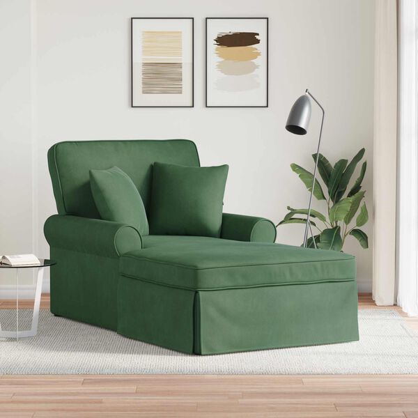 vidaXL Chaise lounge med volant med pude Jungle Gr&oslash;n 91 x 157 x 91 cm