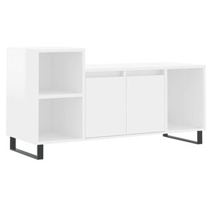 vidaXL tv-bord 100x35x55 cm konstrueret tr&aelig; hvid h&oslash;jglans