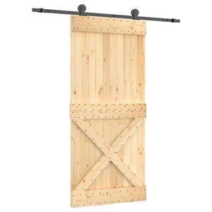 vidaXL Skyded&oslash;r Naturfarvet og sort 95 x 210 cm Massivt Fyrretr&aelig;