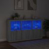 vidaXL sk&aelig;nk med LED-lys 181,5x37x100 cm gr&aring; sonoma-eg