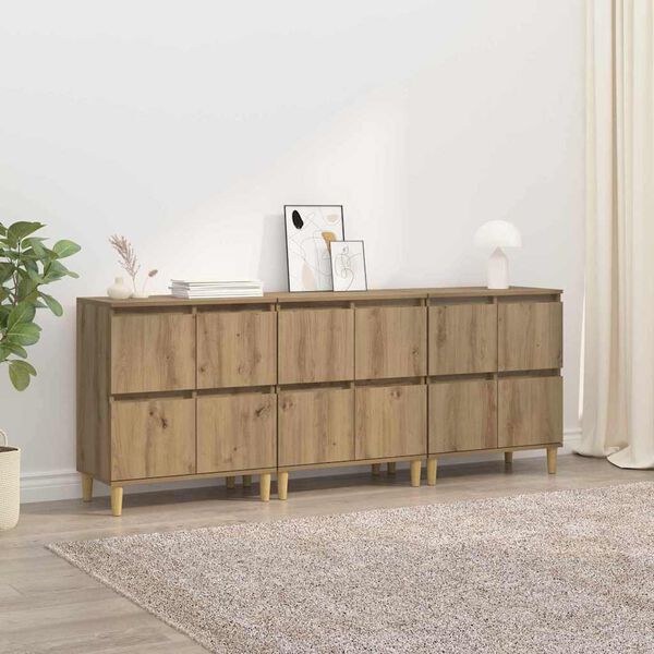 vidaXL Sideboards 3 pcs Artisan Egetr&aelig; 60 x 35 x 70 cm Konstrueret tr&aelig;