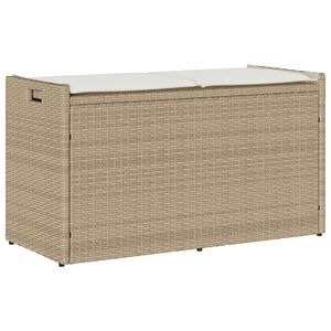 vidaXL udend&oslash;rs opbevaringsb&aelig;nk med hynde 100 cm polyrattan beige