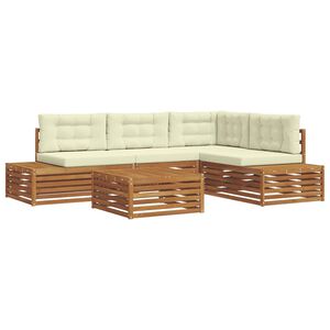 vidaXL Udend&oslash;rs sofagruppe med pude 5 Stk Naturlig og Fl&oslash;de