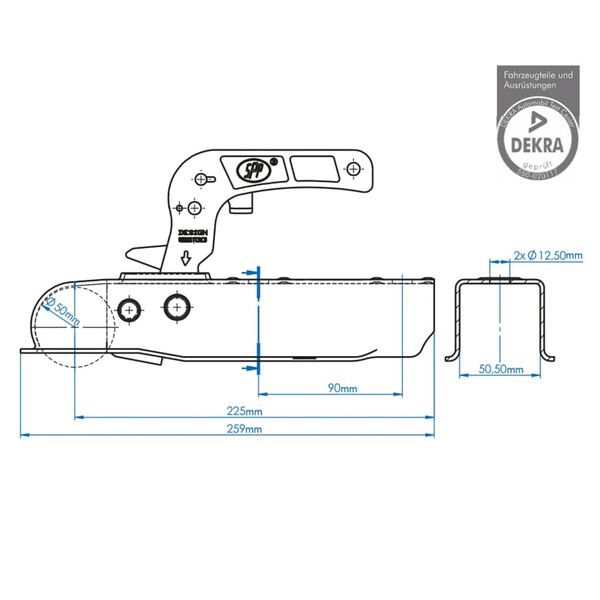 ProPlus anhængertilkobling 50 mm firkantet 341003
