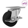 vidaXL Hjul 12 pcs Sort og s&oslash;lv 50,7 x 50,7 x 24,4 mm Jern og nylon