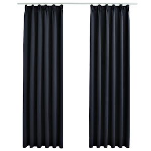 vidaXL m&oslash;rkl&aelig;gningsgardiner med kroge 2 stk. 140 x 175 cm antracitgr&aring;