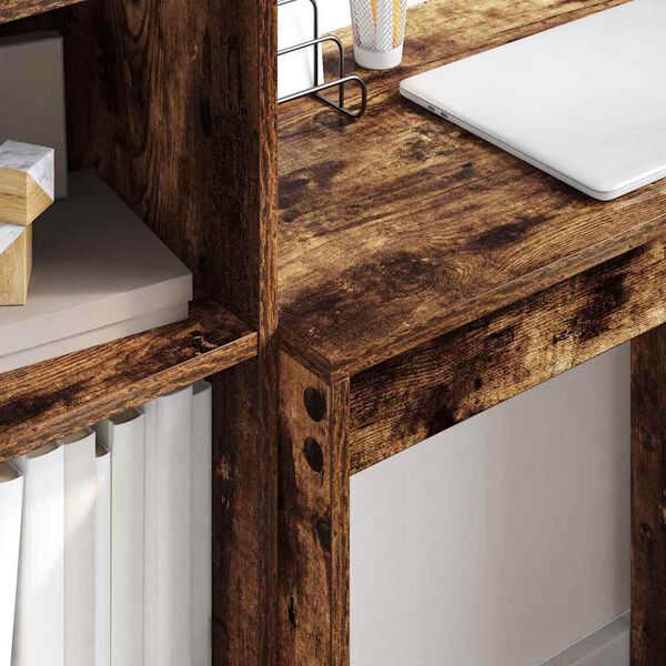 vidaXL Bord med skuffe 2 pcs Røget eg