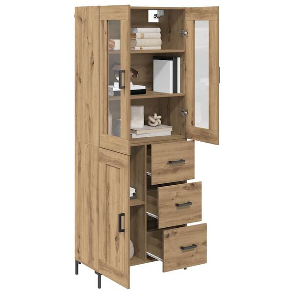vidaXL Highboard med skuffe 2 pcs Artisan Egetr&aelig; Konstrueret tr&aelig;